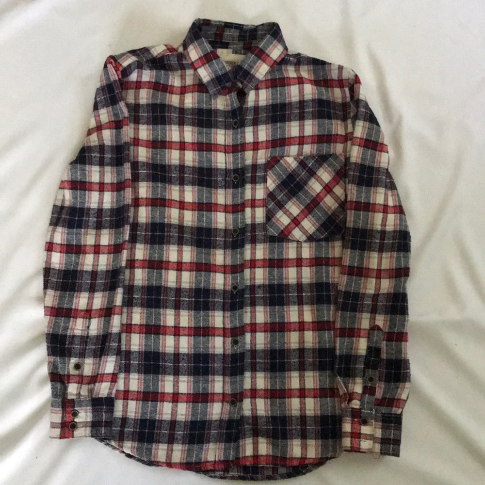 Forever 21 red, white, and blue plaid flannel